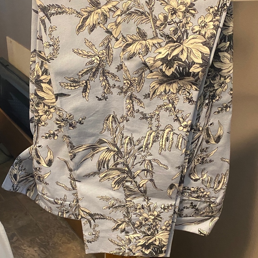 Talbots Floral Ankle Pants in light blue and Cream, women’s dress slacks